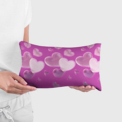 Подушка-антистресс Сердца на розовов фоне, цвет: 3D-принт — фото 2