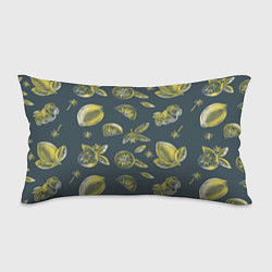 Подушка-антистресс Лимоны в карандаше на сером фоне, цвет: 3D-принт