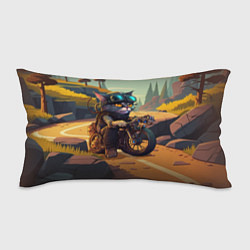 Подушка-антистресс Кот на мотоцикле - байкер, цвет: 3D-принт