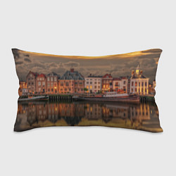 Подушка-антистресс Мирный город на воде и тучи, цвет: 3D-принт