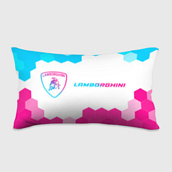 Подушка-антистресс Lamborghini neon gradient style: надпись и символ, цвет: 3D-принт