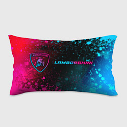 Подушка-антистресс Lamborghini - neon gradient: надпись и символ, цвет: 3D-принт