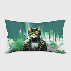 Подушка-антистресс Funny cat on the background of skyscrapers, цвет: 3D-принт