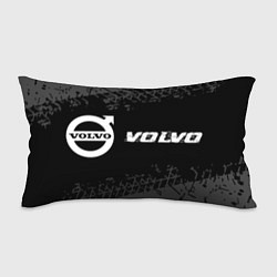 Подушка-антистресс Volvo speed на темном фоне со следами шин: надпись, цвет: 3D-принт