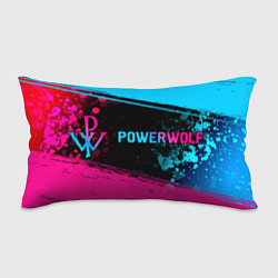 Подушка-антистресс Powerwolf - neon gradient: надпись и символ, цвет: 3D-принт