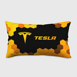 Подушка-антистресс Tesla - gold gradient: надпись и символ, цвет: 3D-принт