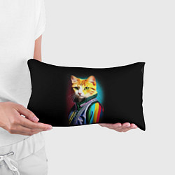 Подушка-антистресс Модный рыжий кот - неон - поп-арт, цвет: 3D-принт — фото 2