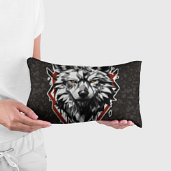 Подушка-антистресс Черный волк - полигональная голова зверя, цвет: 3D-принт — фото 2