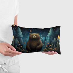 Подушка-антистресс Мишка в ночном лесу в стиле фолк-арт, цвет: 3D-принт — фото 2