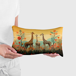 Подушка-антистресс Три жирафа в стиле фолк-арт, цвет: 3D-принт — фото 2