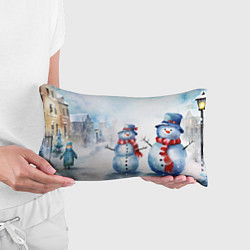 Подушка-антистресс Новогодний день со снеговиком, цвет: 3D-принт — фото 2