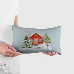 Подушка-антистресс Красный дом в зимнем лесу, цвет: 3D-принт — фото 2