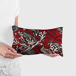Подушка-антистресс Красно белый узор на чёрном фоне, цвет: 3D-принт — фото 2