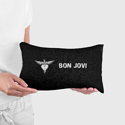 Подушка-антистресс Bon Jovi glitch на темном фоне по-горизонтали, цвет: 3D-принт — фото 2