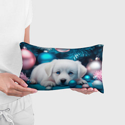 Подушка-антистресс Белый щенок с розовыми и голубыми шариками, цвет: 3D-принт — фото 2