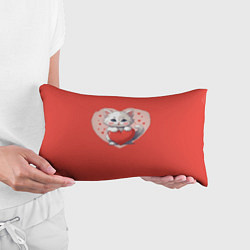 Подушка-антистресс Мультяшный котенок держит красное сердечко, цвет: 3D-принт — фото 2