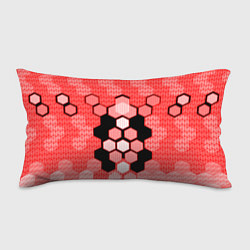 Подушка-антистресс Красная кибер броня hexagons, цвет: 3D-принт