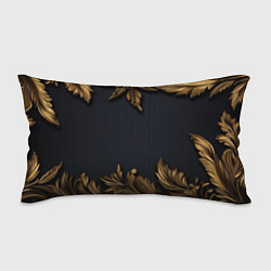 Подушка-антистресс Золотые объемные листья на черном, цвет: 3D-принт