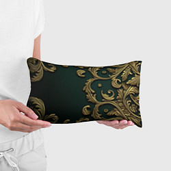 Подушка-антистресс Лепнина золотые узоры на зеленой ткани, цвет: 3D-принт — фото 2