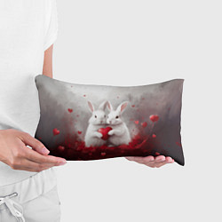 Подушка-антистресс Белые кролики с сердцем, цвет: 3D-принт — фото 2
