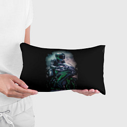 Подушка-антистресс Мотоциклист на зеленой байке, цвет: 3D-принт — фото 2