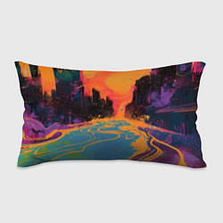 Подушка-антистресс Абстрактная городская улица со зданиями и река, цвет: 3D-принт