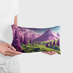 Подушка-антистресс Геометрический зеленый пейзаж и фиолетовые горы, цвет: 3D-принт — фото 2