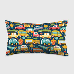 Подушка-антистресс Игрушечные машинки на синем фоне, цвет: 3D-принт