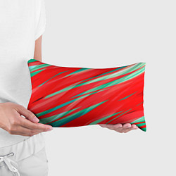 Подушка-антистресс Красный и бирюзовый абстрактный полосы, цвет: 3D-принт — фото 2