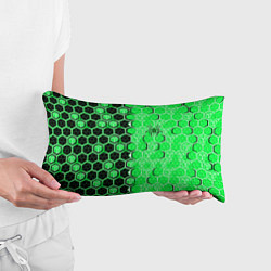 Подушка-антистресс Техно-киберпанк шестиугольники зелёный и чёрный с, цвет: 3D-принт — фото 2