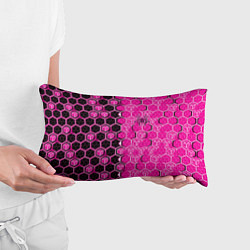Подушка-антистресс Техно-киберпанк шестиугольники розовый и чёрный с, цвет: 3D-принт — фото 2