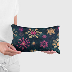 Подушка-антистресс Новогодние разноцветные снежинки, цвет: 3D-принт — фото 2
