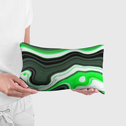 Подушка-антистресс Волнистые горизонтальные чёрно-зелёные полосы на б, цвет: 3D-принт — фото 2