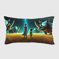 Подушка-антистресс Морти и Рик на планете носорогов - неоновое свечен, цвет: 3D-принт