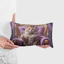Подушка-антистресс Кот с короной и шампанским, цвет: 3D-принт — фото 2