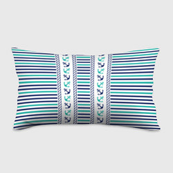 Подушка-антистресс Морской орнамент с якорями и полосками, цвет: 3D-принт