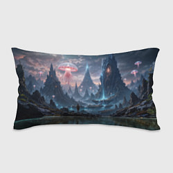 Подушка-антистресс Фантастический мир с медузами и озеро у гор, цвет: 3D-принт