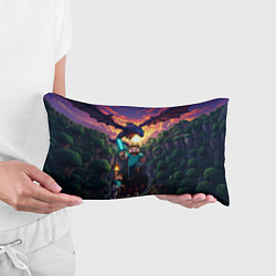 Подушка-антистресс Дракон края и Стив - Майнкрафт арт, цвет: 3D-принт — фото 2