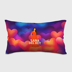 Подушка-антистресс Lana Del Rey на фоне сердечек, цвет: 3D-принт
