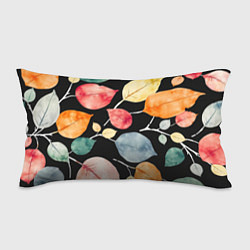 Подушка-антистресс Разноцветные акварельные листья на чёрном, AI, цвет: 3D-принт