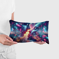 Подушка-антистресс Love in neon metropolis - ai art fantasy, цвет: 3D-принт — фото 2