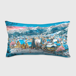 Подушка-антистресс Новогодняя деревушка в горах, цвет: 3D-принт