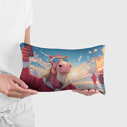 Подушка-антистресс Новогодний конь сэлфи, цвет: 3D-принт — фото 2