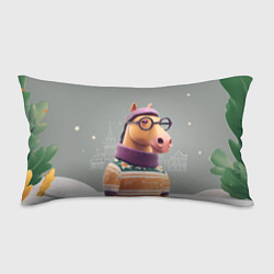 Подушка-антистресс Новогодняя лошадка хипстер, цвет: 3D-принт