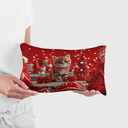 Подушка-антистресс Рыжий новогодний котенок, цвет: 3D-принт — фото 2