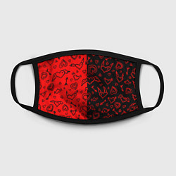 Маска для лица Черно-Красные сердца с крылышками, цвет: 3D-принт — фото 2
