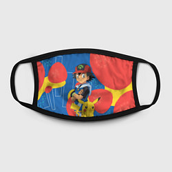 Маска для лица Эш Кетчум с другом Покемоном, цвет: 3D-принт — фото 2