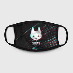 Маска для лица Stray в стиле glitch и баги графики на темном фоне, цвет: 3D-принт — фото 2