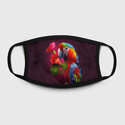 Маска для лица Попугай ара с цветами, цвет: 3D-принт — фото 2
