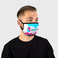 Маска для лица Rainbow Six neon gradient style: надпись и символ, цвет: 3D-принт